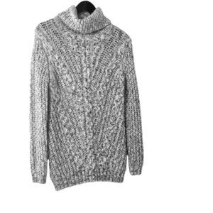 Forever 21 Women Gray Cable Knit 26% Wool Sweater Sz S